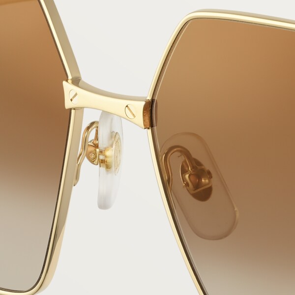 Santos de Cartier 太陽眼鏡 光滑及磨砂金色飾面金屬，棕色漸變鏡片，金色鏡面效果
