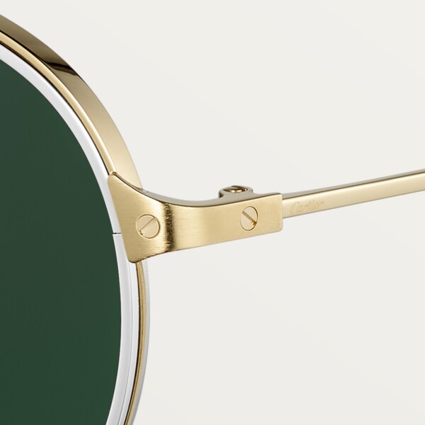 Santos de Cartier 太陽眼鏡 光滑及磨砂鍍鉑金飾面金屬，綠色偏光鏡片