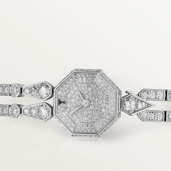 高級珠寶腕錶 18K白色黃金，鑽石