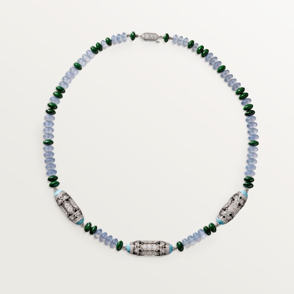 High Jewellery necklace White gold, chalcedony, skarn, turquoise, black lacquer, diamonds