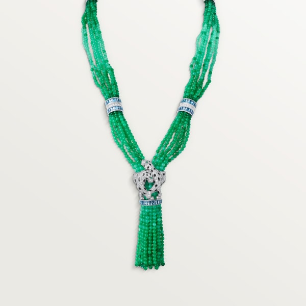 Panthère de Cartier 項鏈 白色黃金，縞瑪瑙，祖母綠，綠玉髓，海藍寶石，鑽石