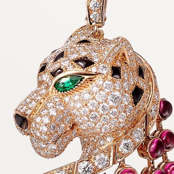 Panthère de Cartier 項鏈 玫瑰金，祖母綠，縞瑪瑙，紅碧璽，鑽石