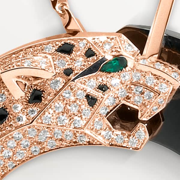 Panthère de Cartier 項鏈 玫瑰金，陶瓷，祖母綠，縞瑪瑙，鑽石