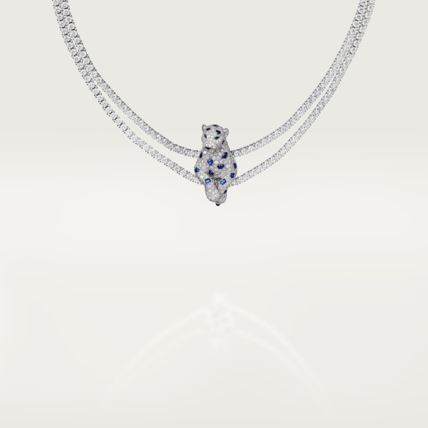 Panthère de Cartier 項鏈 白色黃金，祖母綠，藍寶石，縞瑪瑙，鑽石
