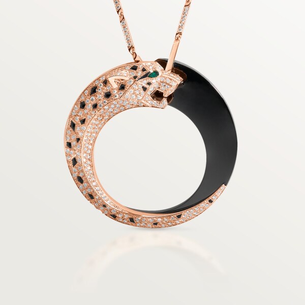 Panthère de Cartier necklace Rose gold, ceramic, emerald, onyx, diamonds