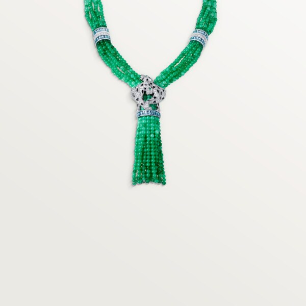 Panthère de Cartier necklace White gold, onyx, emeralds, chrysoprases, aquamarines, diamonds