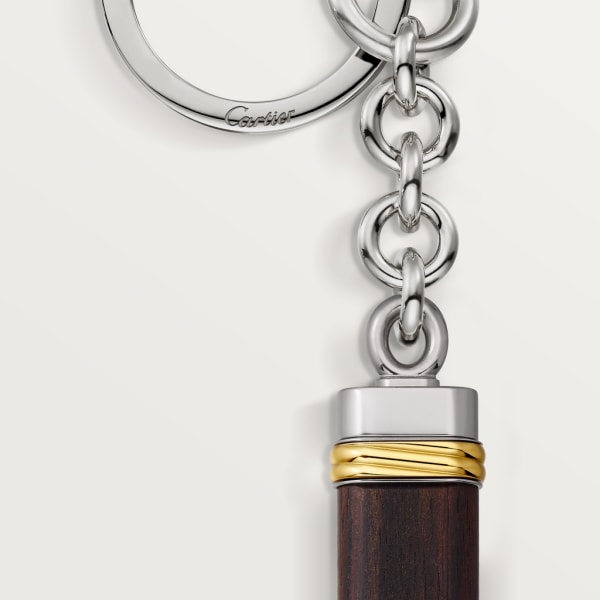 Louis Cartier Vendôme “Touch Wood” key ring Metal with palladium and gold finishes, Macassar ebony.