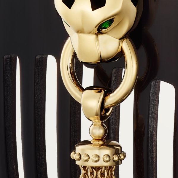 La Panthère 裝飾梳子 黃金，沙弗萊石，黑色亮漆，水牛角