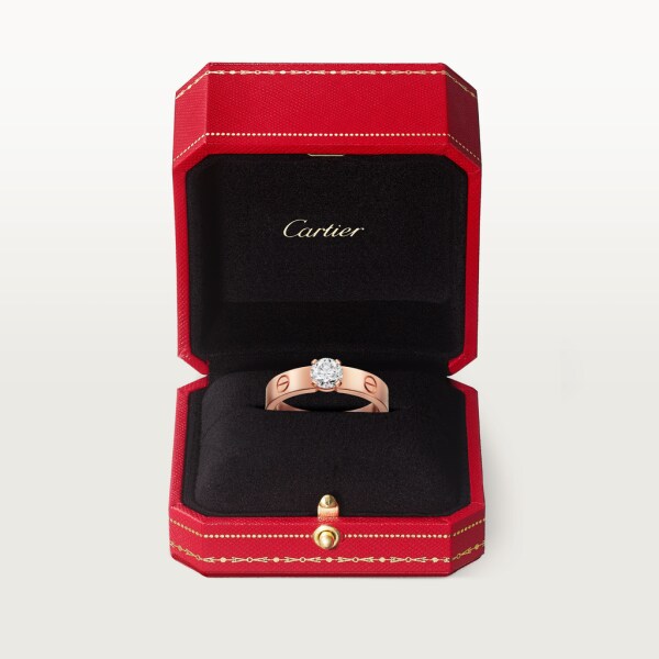 Love 單鑽戒指 18K玫瑰金，鑽石