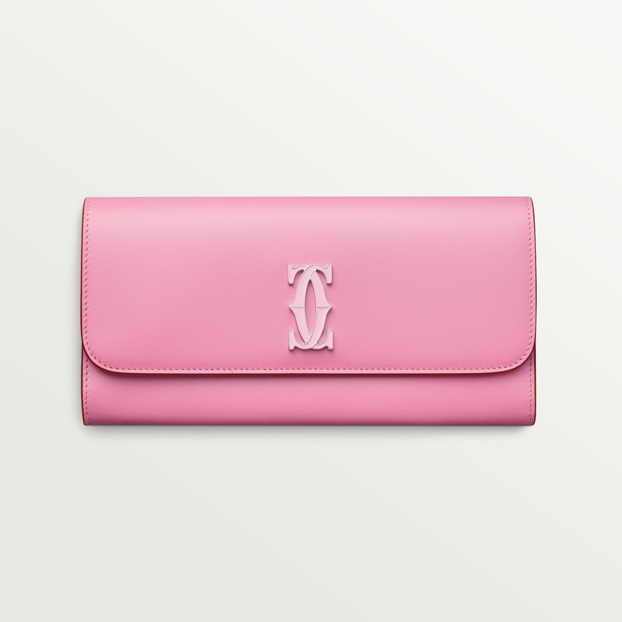 C de Cartier 翻蓋銀包雙色粉紅色/淺粉紅色小牛皮，鍍鈀及淺粉紅色琺瑯飾面