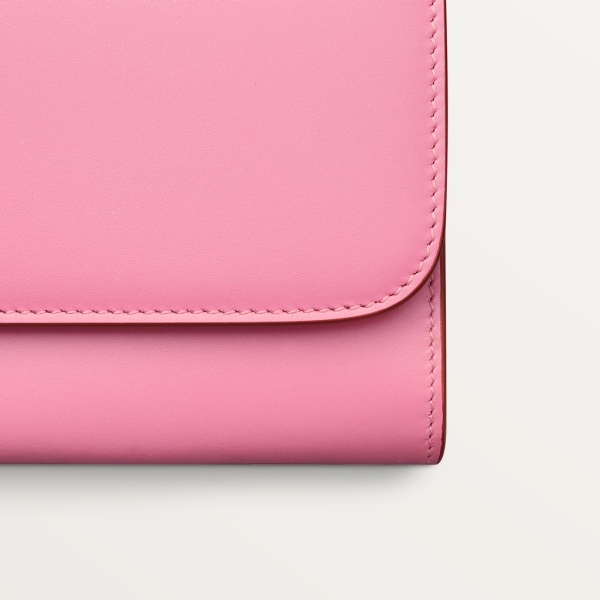 C de Cartier 翻蓋銀包 雙色粉紅色/淺粉紅色小牛皮，鍍鈀及淺粉紅色琺瑯飾面