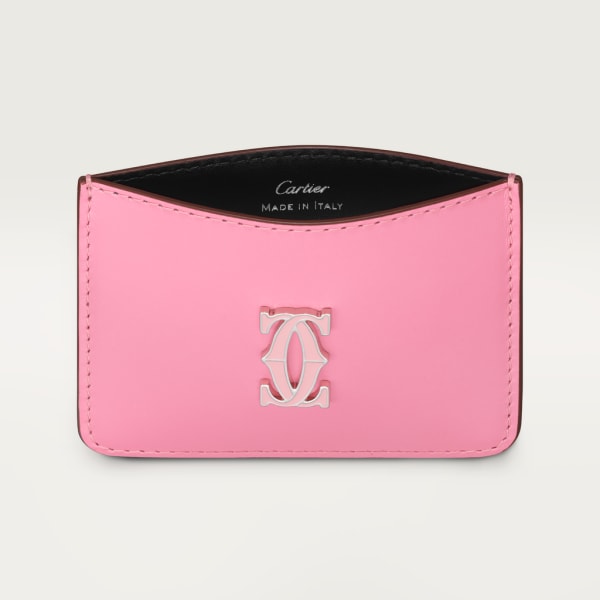 Simple Card Holder, C de Cartier Two-tone pink/pale pink calfskin, palladium and pale pink enamel finish