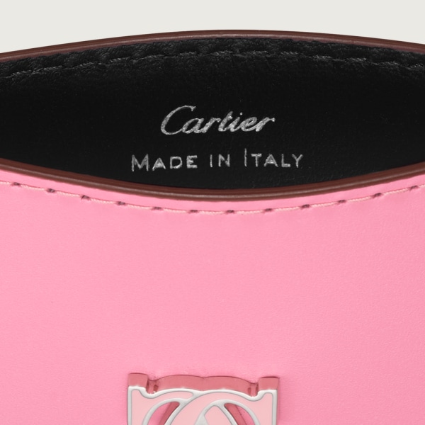 C de Cartier 卡片夾 雙色粉紅色/淺粉紅色小牛皮，鍍鈀及淺粉紅色琺瑯飾面
