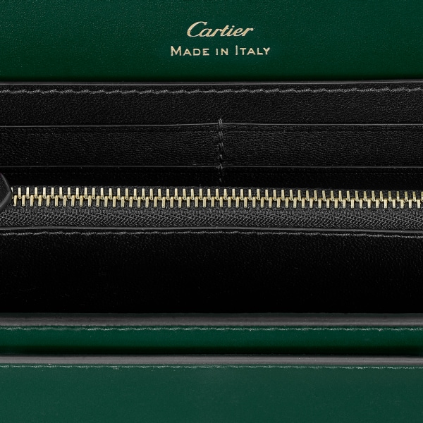 C de Cartier 翻蓋銀包 深綠色小牛皮，金色及深綠色琺瑯飾面