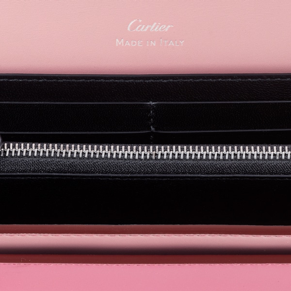 C de Cartier 翻蓋銀包 雙色粉紅色/淺粉紅色小牛皮，鍍鈀及淺粉紅色琺瑯飾面