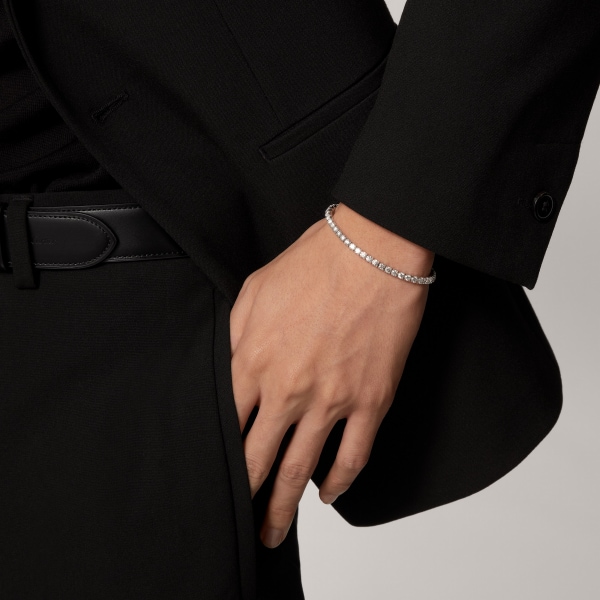 經典鑽石系列手鐲，明亮式切割圓鑽 18K白色黃金，鑽石