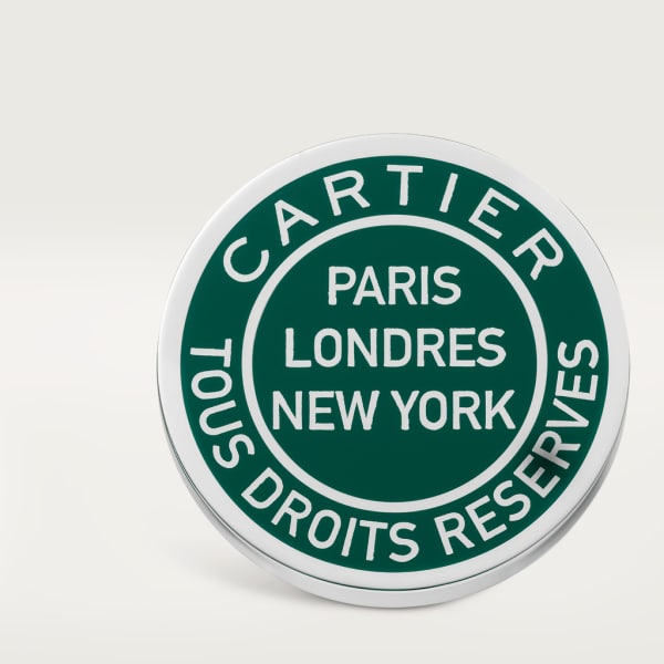 Double C de Cartier 銀色及綠色亮漆印章圖案袖扣 純銀，鍍鈀飾面，綠色亮漆