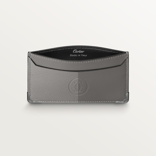 Must de Cartier simple card holder Smooth and grained ash grey cowhide, ruthenium finish