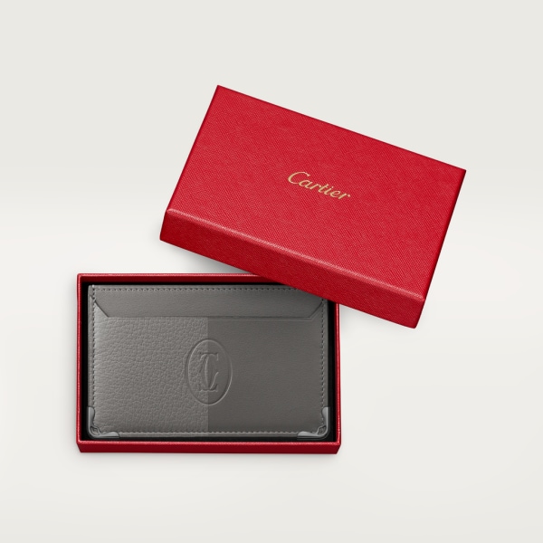 Must de Cartier 卡片夾 光滑及粒面灰色牛皮，鍍釕飾面