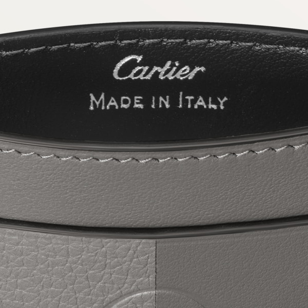 Must de Cartier simple card holder Smooth and grained ash grey cowhide, ruthenium finish