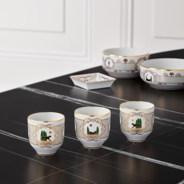 Set of three Panthère de Cartier cups Porcelain