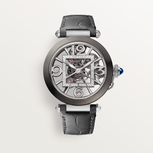 Pasha de Cartier 腕錶 41毫米，自動上鏈機械機芯，精鋼，2條可更換式皮革錶帶