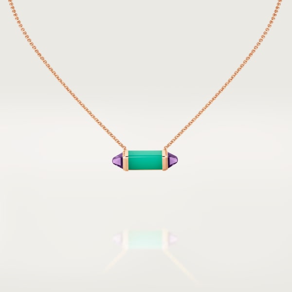 Les Berlingots de Cartier 項鏈 玫瑰金，綠玉髓，紫水晶