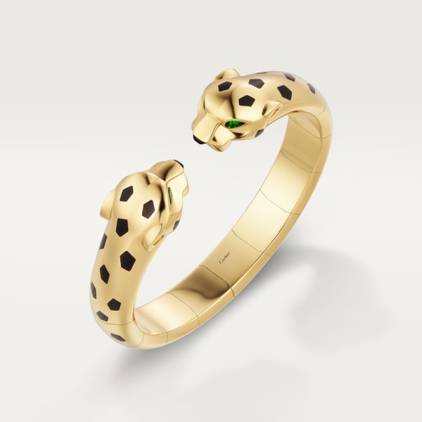 Panthère de Cartier 手鐲 黃金，亮漆，縞瑪瑙，沙弗萊石榴石