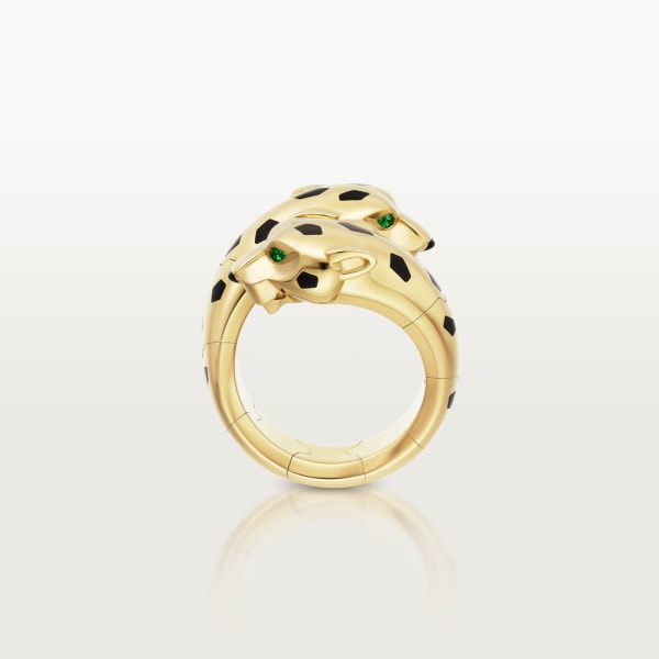 Panthère de Cartier 戒指 黃金，縞瑪瑙，亮漆，沙弗萊石榴石