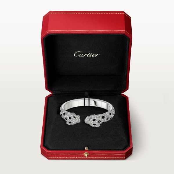 Panthère de Cartier 手鐲 18K白色黃金，祖母綠，縞瑪瑙，鑽石