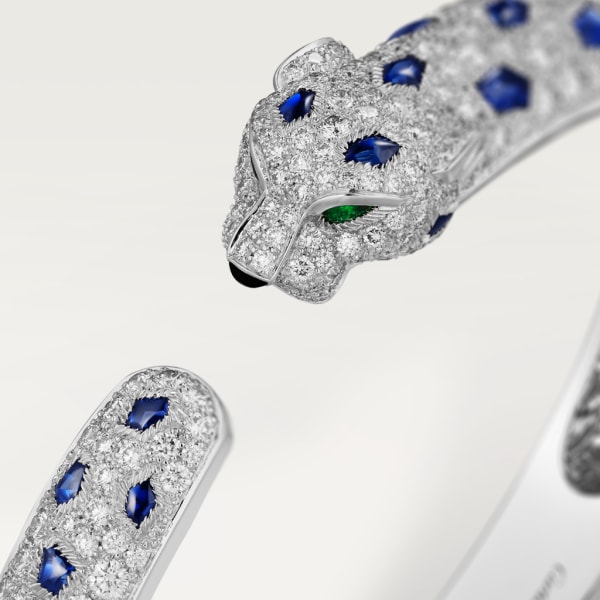 Panthère de Cartier 手鐲 白色黃金，縞瑪瑙，祖母綠，藍寶石，鑽石