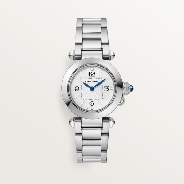 Pasha de Cartier 腕錶 30毫米，石英機芯，精鋼，可更換式金屬錶鏈及皮革錶帶