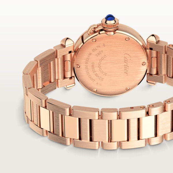 Pasha de Cartier 腕錶 30毫米，高效能石英機芯，玫瑰金，鑽石，可更換式金屬錶鏈及皮革錶帶