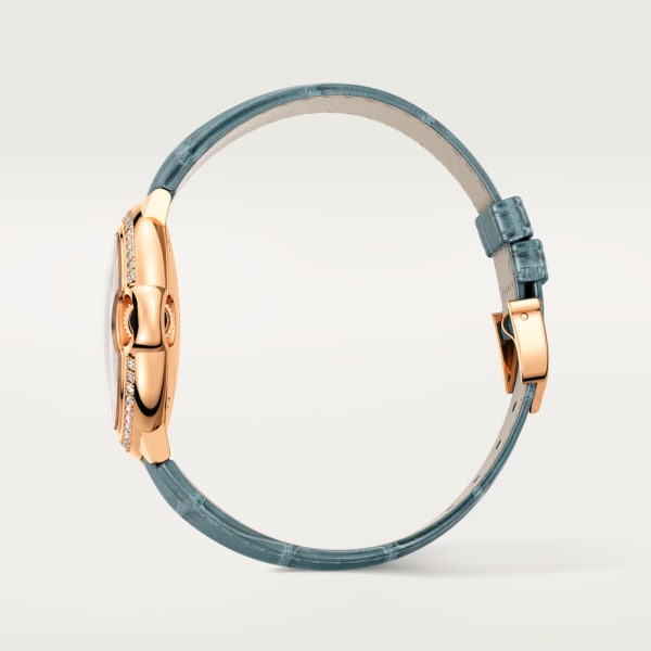 Ballon Bleu de Cartier 腕錶 33毫米，自動上鏈機械機芯，18K玫瑰金，鑽石，皮革