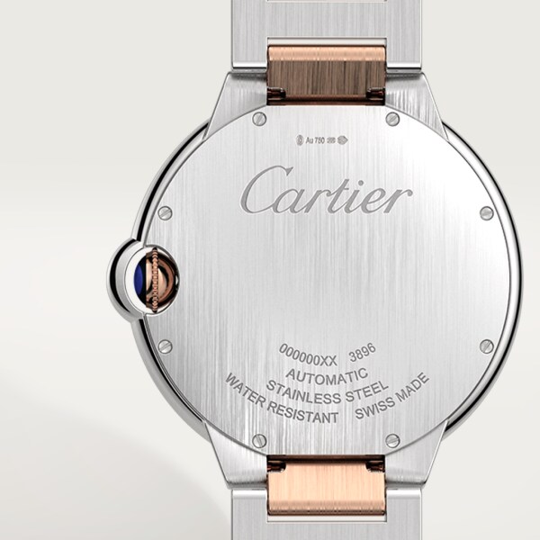 Ballon Bleu de Cartier watch 42 mm, mechanical movement with automatic winding, rose gold, steel
