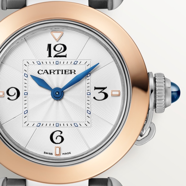 Pasha de Cartier 腕錶 30毫米，高效能石英機芯，玫瑰金及精鋼，可更換式金屬錶鏈及皮革錶帶