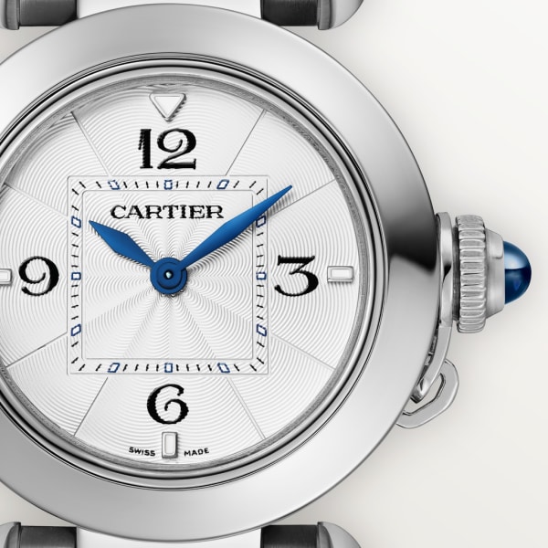 Pasha de Cartier 腕錶 30毫米，石英機芯，精鋼，可更換式金屬錶鏈及皮革錶帶