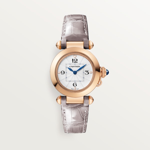 Pasha de Cartier 腕錶 30毫米，高效能石英機芯，玫瑰金，可更換式皮革錶帶