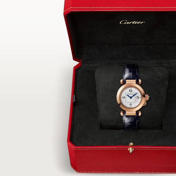 Pasha de Cartier 腕錶 30毫米，高效能石英機芯，玫瑰金，可更換式皮革錶帶