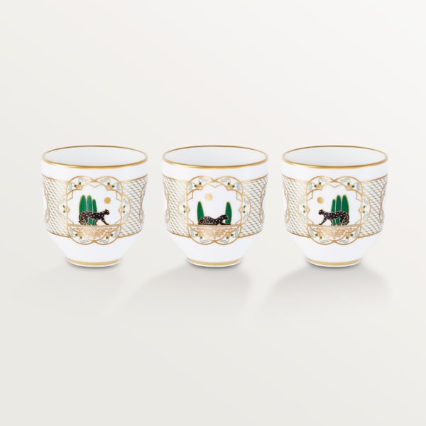 Set of three Panthère de Cartier cups Porcelain