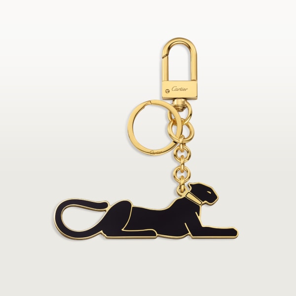 Diabolo de Cartier 美洲豹鑰匙圈 漆面金色飾面金屬