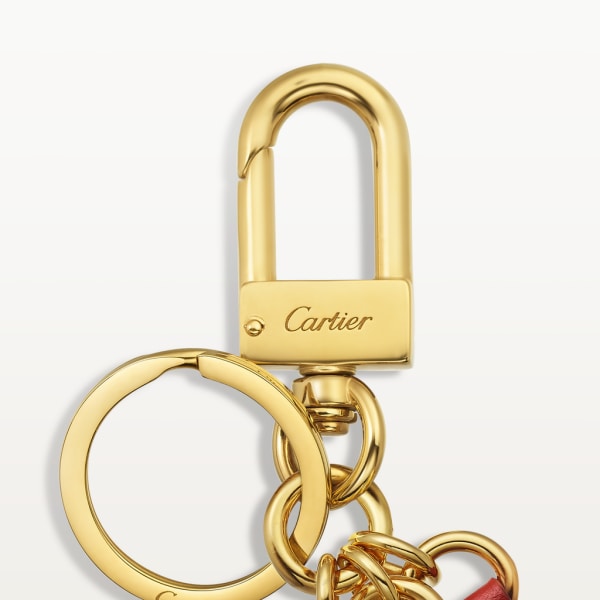 Diabolo de Cartier 鑰匙圈 漆面金屬，皮革，金色飾面