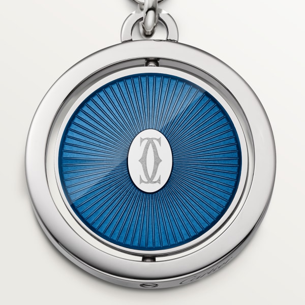 Double C de Cartier 標誌鑰匙圈 精鋼，藍色亮漆