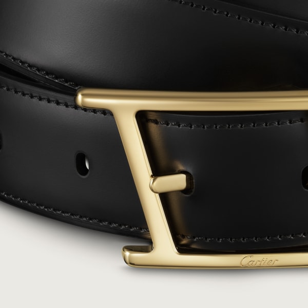 Tank Asymétrique de Cartier belt Black cowhide, gold-finish asymmetric buckle