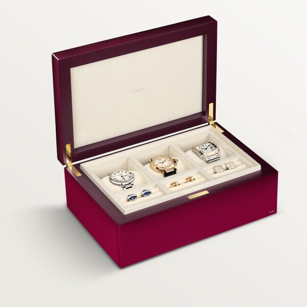 Entrelacés de Cartier 三枚腕錶及袖扣盒，大型款 漆面木材