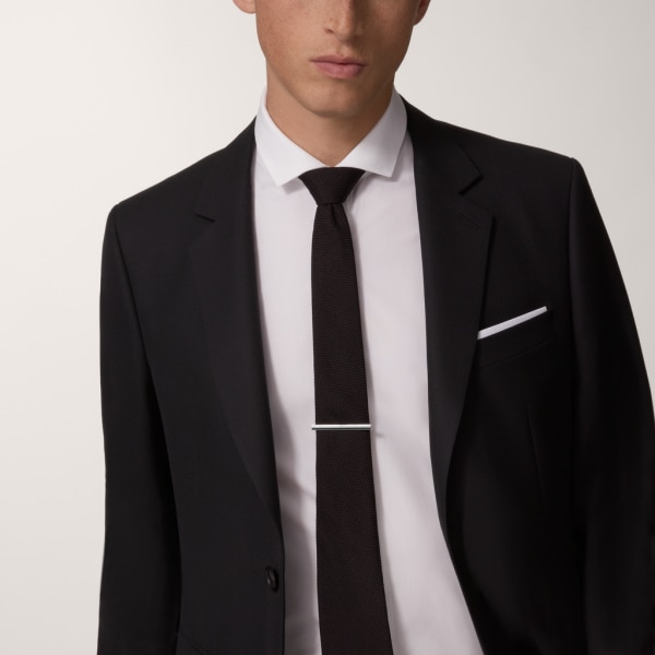 Santos de Cartier 領帶夾 精鋼，黑色亮漆，鍍鈀飾面