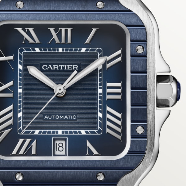 Santos de Cartier 腕錶 大型款，自動上鏈機械機芯，精鋼，PVD 飾面，可更換式金屬錶鏈及橡膠錶帶