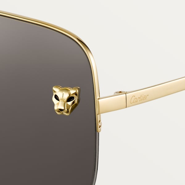Panthère de Cartier sunglasses Smooth golden-finish metal, grey lenses