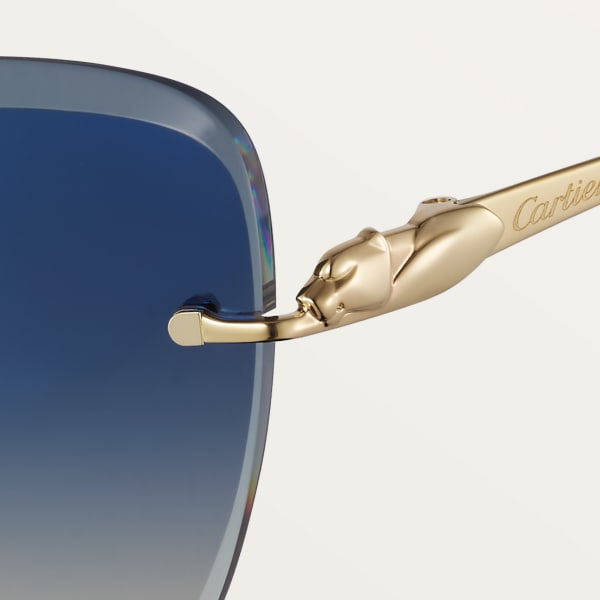 Panthère de Cartier 太陽眼鏡 光滑金色飾面金屬，藍色漸變鏡片