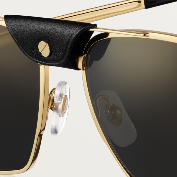 Santos de Cartier 太陽眼鏡 光滑及磨砂金色飾面金屬，灰色偏光鏡片，金色鏡面效果
